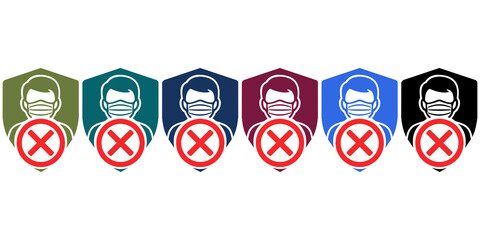 Mask restriction sign layout displaying red cross symbol