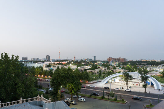 Tashkent View With Buildings and Roads in the Evening Light
