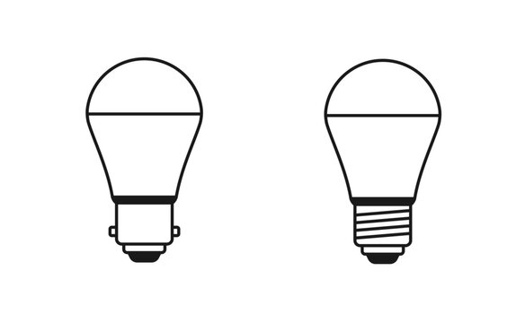 Light Bulb Fitting Types, bayonet cap and Edison screw,icon,symbol,
