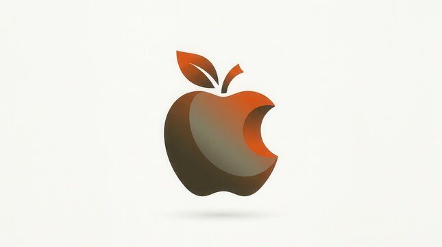 Modern Vibrant Fiery Burnt Orange and Metallic Taupe Grey Gradient Abstract Apple Logo Vector Illustration