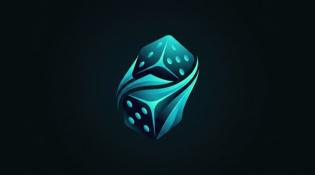 Modern Vibrant Cyan Aqua Teal and Dark Navy Blue Gradient Geometric Cube Dice Logo Vector Illustration