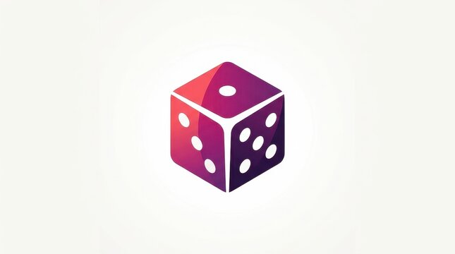 Modern Vibrant Hot Pink Magenta and Deep Purple Gradient Geometric Cube Dice Logo Vector Illustration