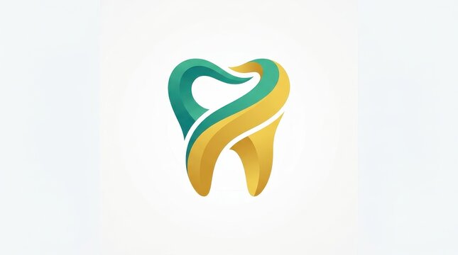 Modern Vibrant Teal Green and Golden Yellow Gradient Tooth Logo Vector Illustration