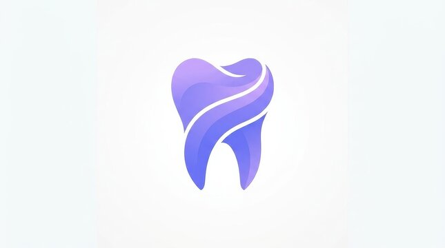 Modern Pastel Lavender Purple and Periwinkle Blue Gradient Tooth Logo Vector Illustration