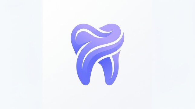 Modern Pastel Lavender Purple and Periwinkle Blue Gradient Tooth Logo Vector Illustration