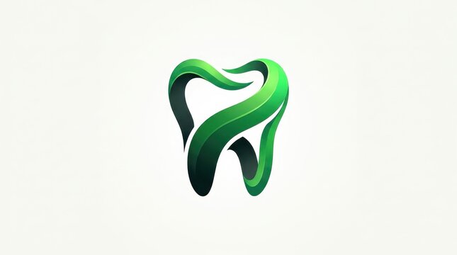 Modern Vibrant Emerald Green and Dark Forest Green Gradient Tooth Logo Vector Illustration