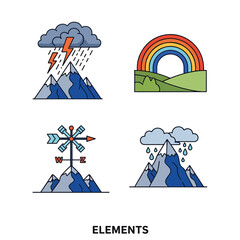 Obraz premium Colorful Weather and Nature Icons Set.