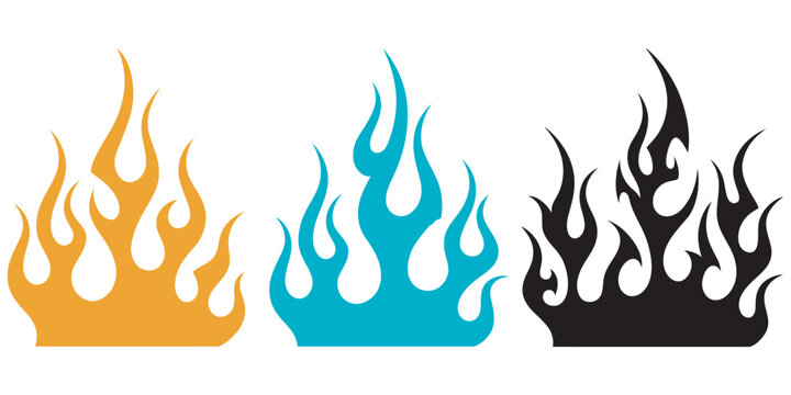 Fire flame tribal tattoo vector silhouette set of three eps 10