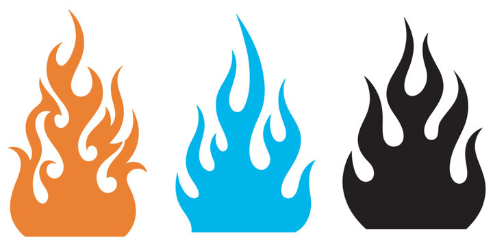 Decorative fire flame elements in orange cyan and black eps 10