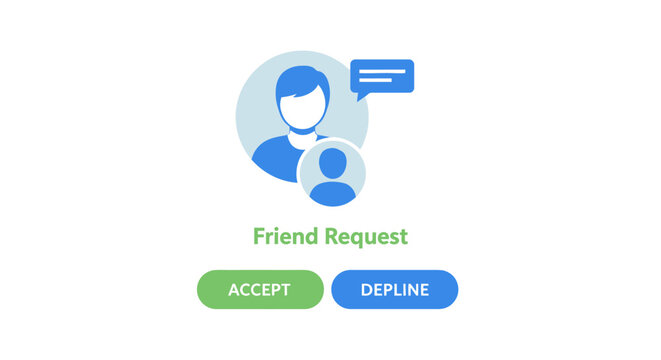 Social Media Friend Request Interface Vector Illustration with Accept and Decline Buttons