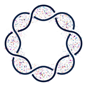Colorful circular DNA helix icon in modern style, symbolizing genetics, research, innovation, and biotechnology concepts.