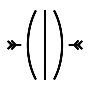 Minimalist icon symbolizing data compression with inward bending lines and arrows, simple geometric design