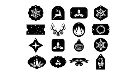 Festive Christmas Gift Tag Template Bundle with Holiday Greetings © MD