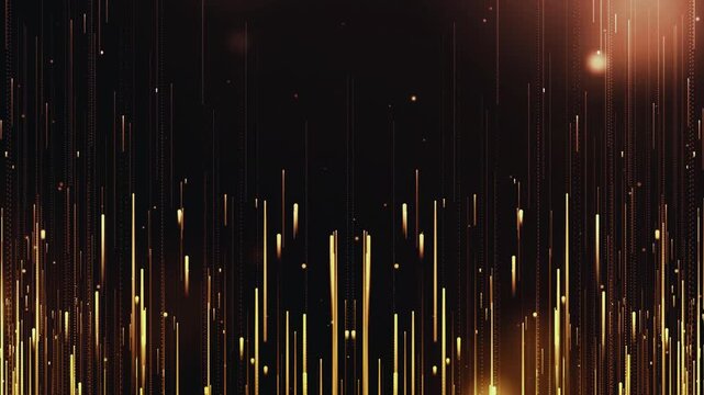 Abstract Golden Vertical Light Lines on Black Background