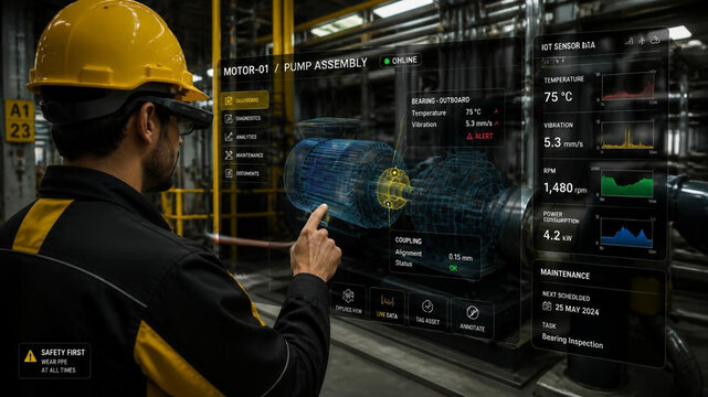 Industrial Engineer Using Augmented Reality Interface for Machinery Monitoring 