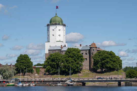 A view of the ancient Vyborg Castle on a sunny June day. Vyborg, Leningrad Oblast