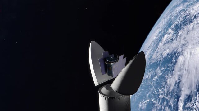 Satellite Being Deployed From a Rocket in Earth Orbit