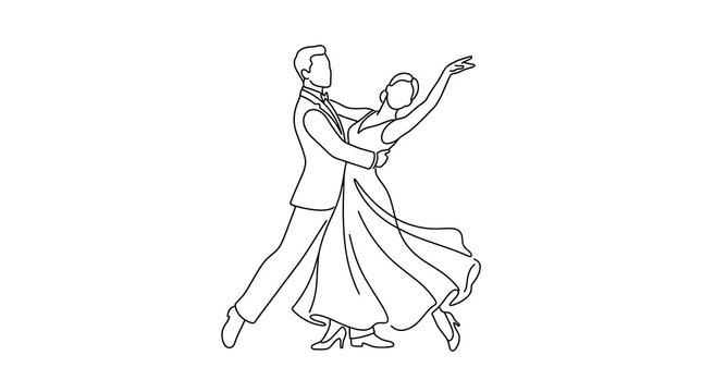 Elegant couple dancing ballroom waltz in formal evening wear