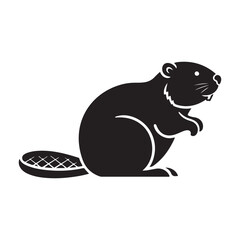 Beaver silhouette vector icon with flat tail and whiskers for wildlife branding and nature design © Zulfa
