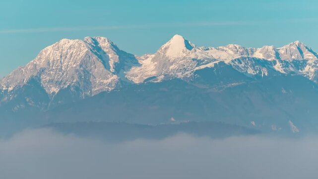 Ljubljana Slovenia time lapse at Kamnik Savinja Alps mountain range
