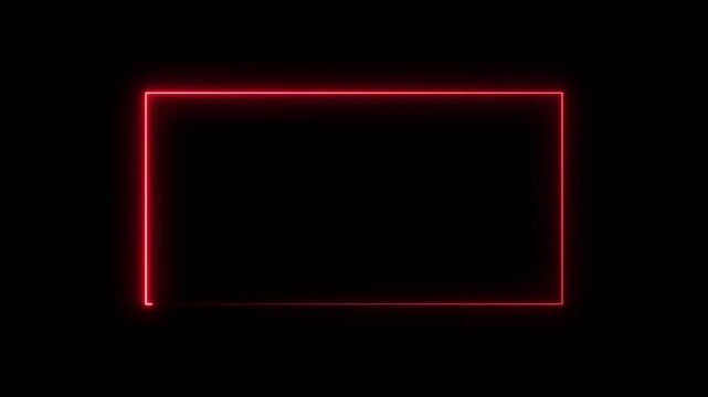 Glowing neon square rectangle picture frame icon animation neon display box round screen photo frame retro movement with black background.4k video animated.	