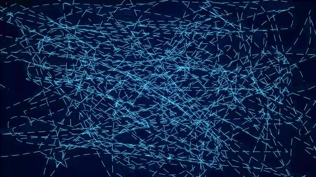 Abstract Blue Dashed Network Lines Pattern on Dark Background