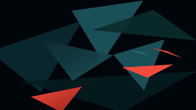 Abstract Dark Background with Overlapping Teal and Red Triangles