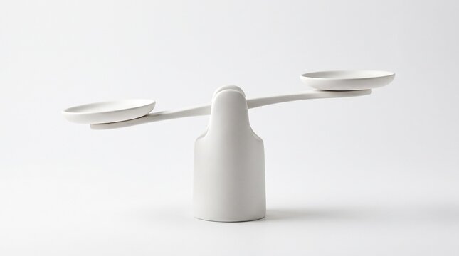 3D rendering of a minimalist white ceramic balance scale