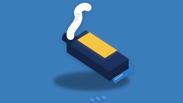 Isometric Illustration of 3D Printer Nozzle Extruding White Filament