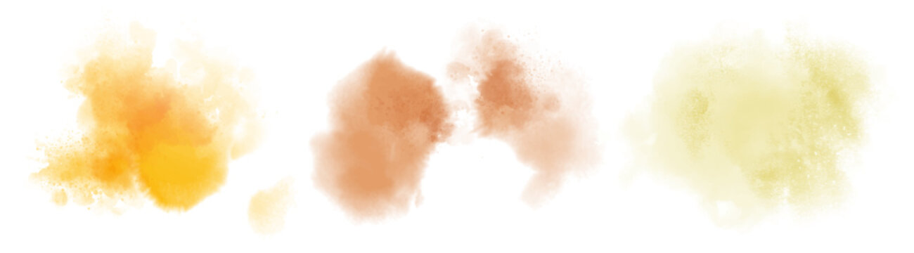 Watercolor stain decoration. orange beige brown olive colored splatter brush