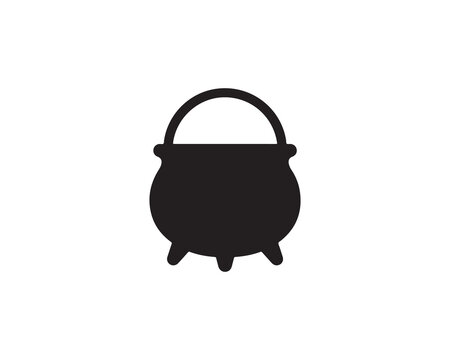 Black silhouette icon of a witch cauldron pot with a handle