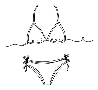 Bikini swimsuit for women designed in minimalist continuous line art style