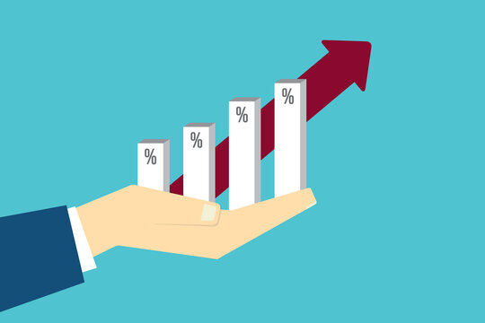 Business Growth Concept with Rising Percentage Chart and Upward Arrow