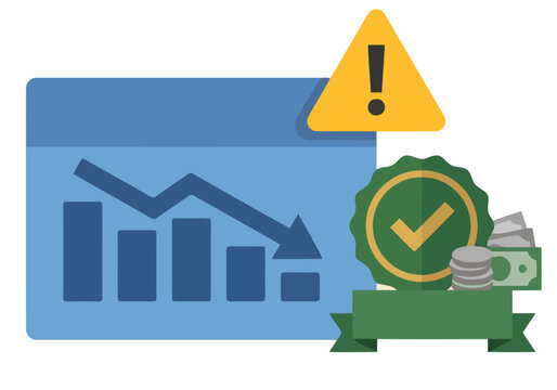 Graphic illustration depicting minimum wage compliance with a salary chart and badge. Highlights potential wage suppression. Clean, modern design.