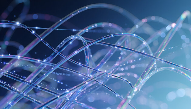Holographic Fiber Streams

Intertwining fiber-optic strands emitting soft blue glow
Sparkling light pulses traveling along each strand
High-end telecom and AI concept
Smooth blurred background