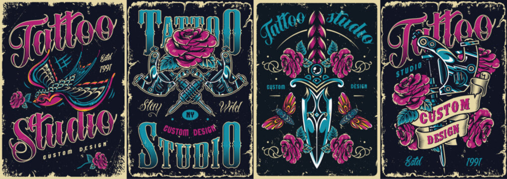 Tattoo studio design posters