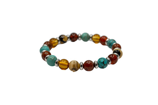 Colorful gemstone bead bracelet with silver spacers