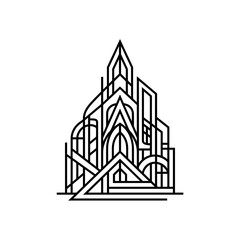 Naklejka premium Geometric Line Art Castle Illustration Design.