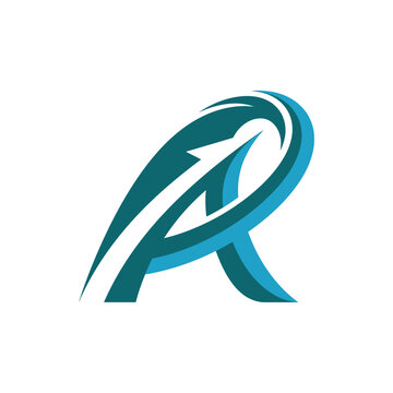 Stylized Letter R with Arrow Design Element.