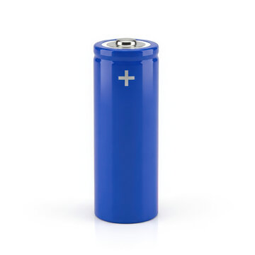 Single blue cylindrical lithium ion battery cell