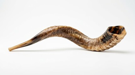 Fototapeta premium Jewish Rosh Hashanah concept with a shofar and tallit on white background.