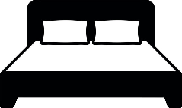 Double Bed Icon Flat Vector Illustration Isolated on White Background