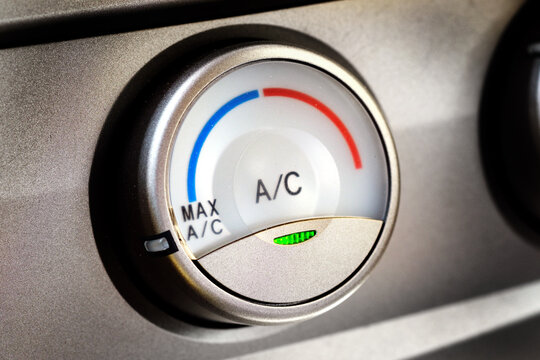 Air Conditionaing AC A/C Control or Dial in a Car to Stay Cool During Hot Summer Days