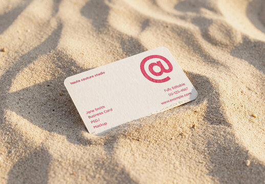 Business Card On Sand Mockup