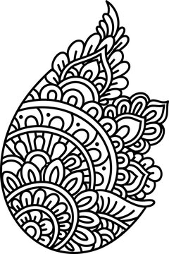 Abstract Floral Ornament Vector Illustration with Seamless Vintage Flower Pattern Decorative Swirl Leaves Nature Wallpaper Retro Henna Ink Tattoo Design Background