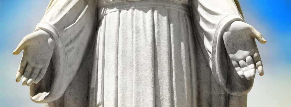 Sculpture of Jesus Christ Hands Reaching Out Providing a Blessing and Comfort and Peace to Believers