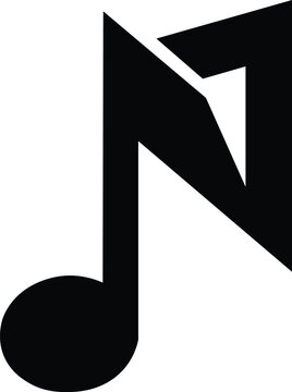 Minimal black silhouette of a single musical note