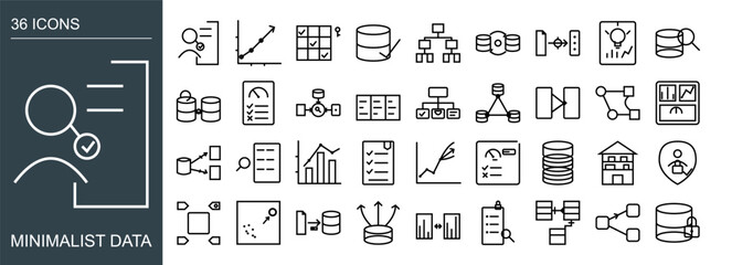 Minimalist data analysis and business chart icon set with analysis business minimalist statistics management information development collection marketing strategy planning technology © Masrul