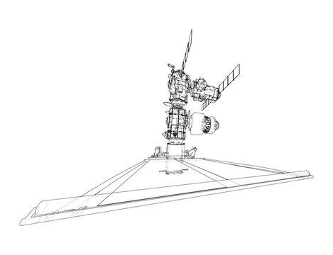 helicopter blueprint illustration. Vector