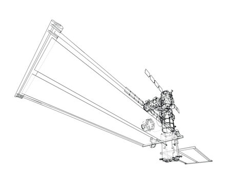 technical blueprint of a mechanical device. Vector